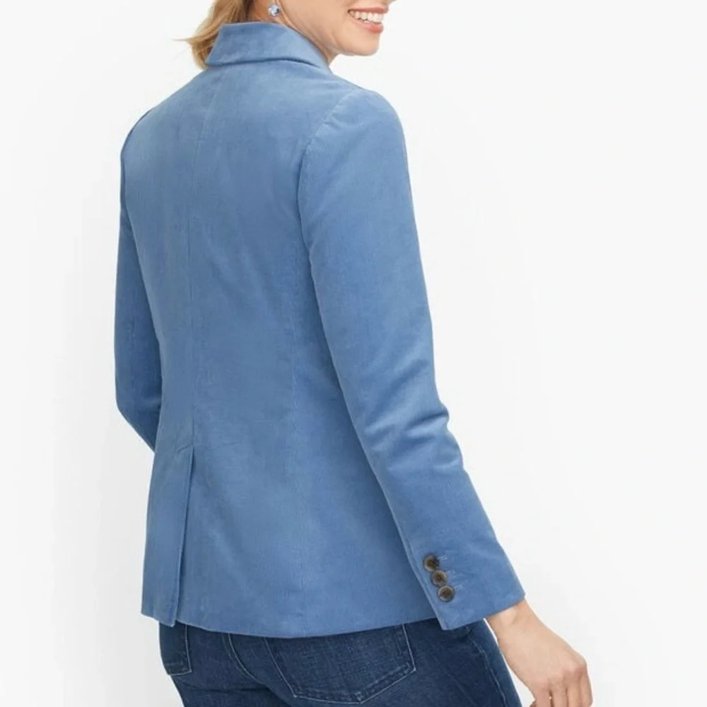 Talbots Corduroy Double Breasted Blazer Blue size 14